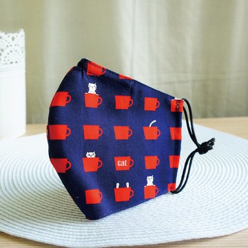 Lovely日本布【杯中貓2way立體換濾材口罩】大人版