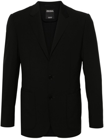 Zegna - poplin wool blazer - men - Wool/Polyester - 50 - Black