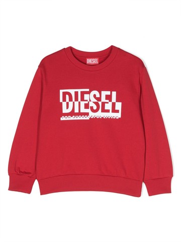 Diesel Kids - logo-print cotton sweatshirt - kids - Cotton - 14 yrs - Red