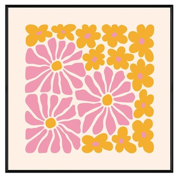 Boluo菠蘿選畫所 掛畫 BFSP4425B 嬉皮塗鴉花III  40 x 40cm  黑色外框