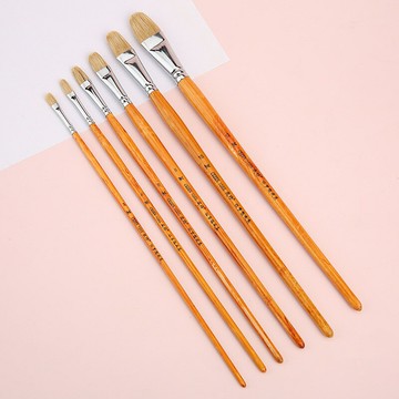 跨境熱銷水粉油畫筆6支套專業美術繪畫油畫顏料畫筆豬鬃畫筆【益三和】可開發票