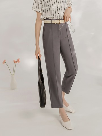 中摺線窄管不易皺九分長褲