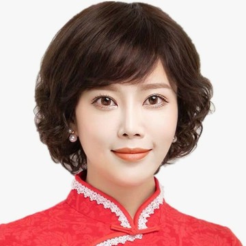 ✨可開發票#假髮 女短髮 捲髮 真髮 圓臉逼真 時尚全頭套 中年人 中老年 自然整頂假髮 增髮量 假髮女 真髮假髮