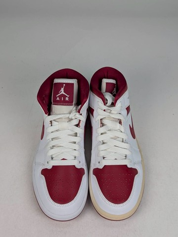 微瑕疵-左腳中底泛黃右腳內外側泛黃 BQ6472-161 W5.5 Air Jordan 1 Mid " Pomegranate " 白紅 女款 男女段