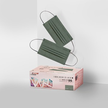佑合成人醫療口罩(柔光滿版)松杉綠30入