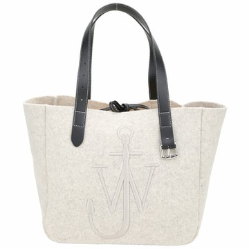 J.W. Anderson Belt 船錨刺繡徽標仿羊毛氈肩背托特包(燕麥色)