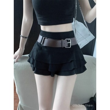 辣妹高腰牛仔半身裙女2024夏季新款美式氣質半裙褲荷葉邊蛋糕短裙