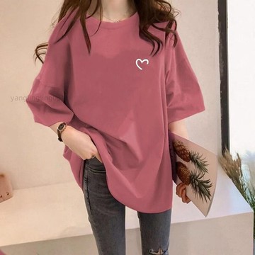 100公斤可穿 大尺碼胖mm女裝 短袖T恤女 2023夏季新款 韓版寬鬆 中長款短袖T恤女 圓領簡約百搭短袖上衣