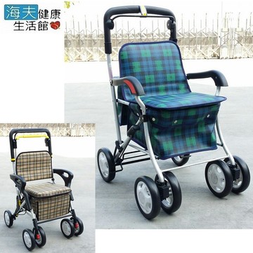 海夫健康生活館恆伸 超輕型 銀髮族 四輪散步 有扶手購物車 置物袋助行車(er-238/328)