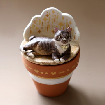 毛孩子守護的愛意 寵物石塑粘土戒指盒首飾盒擺件 接受客製