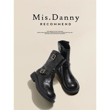 與愛私奔~西部牛仔短靴女2025秋冬中筒靴美拉德靴子女騎士馬丁靴