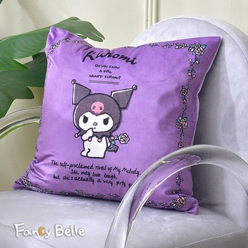 義大利Fancy Belle Sanrio-玫瑰KUROMI 麂皮靠墊 45*45CM