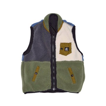 5th STREET｜童裝｜拼接顏色毛絨背心｜橄欖綠