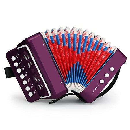 Button Accordion 10 Keys Control Accordion include Air Valve Easy to Play Lightweight Environmentally-friendly Kid Instrument for Early Childhood De