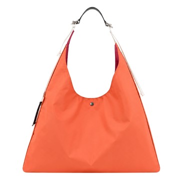 LONGCHAMP RE-PLAY系列撞色尼龍肩揹袋(特大/橘x粉紅)