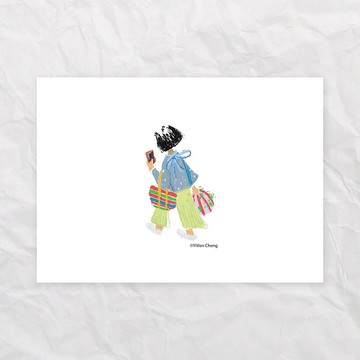 艸方明信片 台灣風景 買菜去 原創插畫 萬用卡 文具