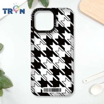 TRON iPhone 16 Pro Max 虛實剪影千鳥紋 防摔太空載具殼 透白 軟硬 手機殼