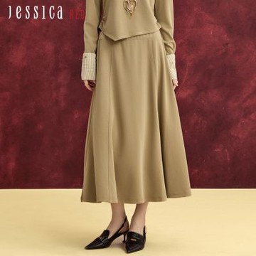 JESSICA RED - 寬鬆舒適百搭高腰鬆緊腰長裙R54D01（綠）