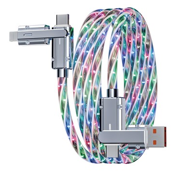 HONG JIN 66W 機甲 RGB 發光充電線 多接頭 快充  滿天星  滿天星 多色  1條