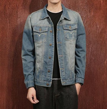 FINDSENSE Z1 日系 時尚 潮 男 秋冬 中藍色 修身長袖 牛仔外套 夾克 外套