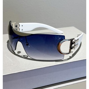 Y2K科技未來感無框連體式休閑運動墨鏡時尚潮流高級男女款太陽鏡