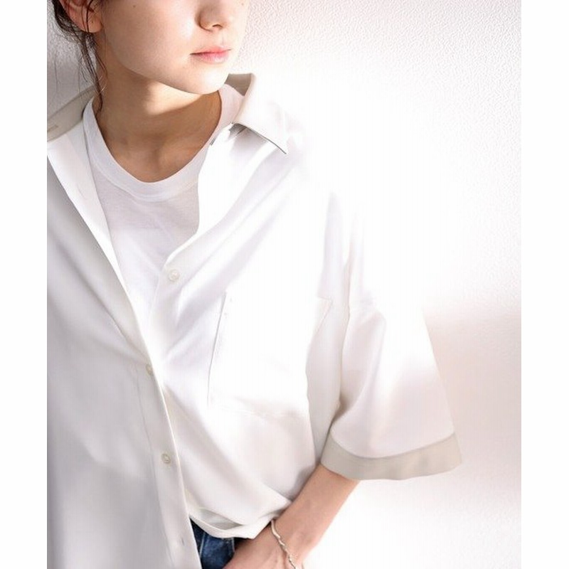 クラシカルエルフ メンズっぽに きゅん バイカラー半袖オーバークレリックシャツ レディース ホワイト 通販 Lineポイント最大get Lineショッピング