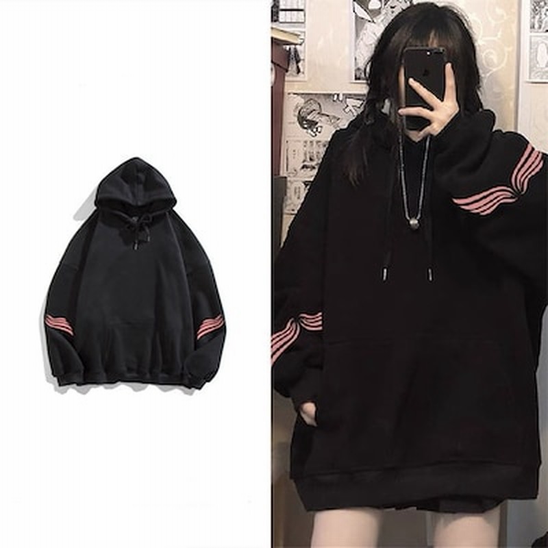 原宿bf 黒 白パーカー レディース長袖トップス ストリート系 学生服 カジュアル 地雷系 量産型 通販 Lineポイント最大5 0 Get Lineショッピング