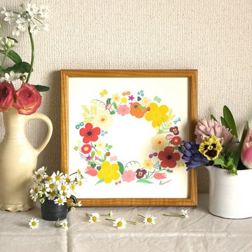 「春天的花圈 (黃色)」20 公分方形海報