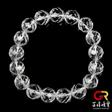 【正佳珠寶】白水晶 極品鑽切角度 12mm 白水晶手珠｜日本彈力繩
