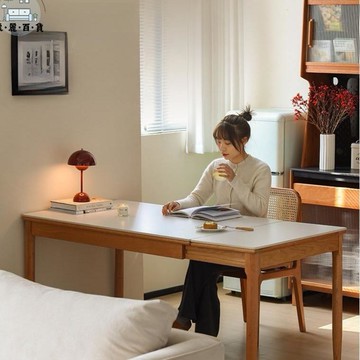 免運 公司貨 附發票 飯桌 實木餐桌 巖板伸縮餐桌北歐櫻桃木桌小戶型餐廳實木折疊餐桌椅組合 伸縮桌子工廠現貨直銷 全館九折 售後保障 店長新品推薦 5m116