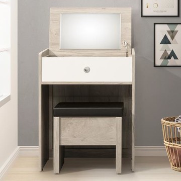 【Homelike】 喜家居多功能掀鏡化妝桌椅組(2151)