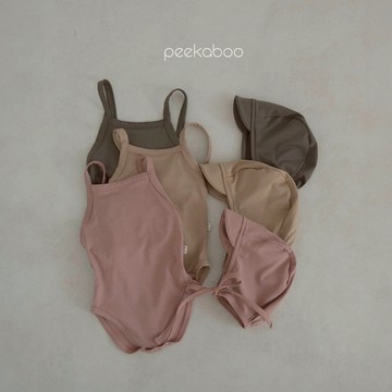 Peekaboo 素色後綁帶寶寶泳衣【現貨+預購】嬰兒泳衣 兒童泳衣 女童泳衣 泳帽 女寶包屁衣 嬰兒泳裝 韓國童裝
