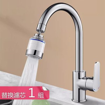 【荷生活】雙向滾珠冷熱通用增壓防濺過濾器 加厚款大角度水龍頭淨水器-替換濾芯六入1組