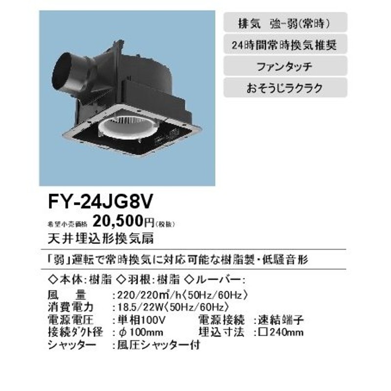 FY24JK8/82]パナソニック 天井埋込形換気扇 ルーバー組合せ品番 排気