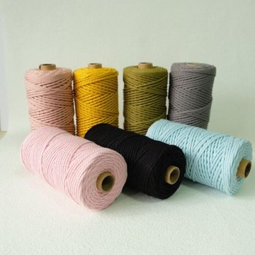 彩色3mm三股棉繩純棉合股繩家居飾品掛毯兒童手工DIY用繩編線材