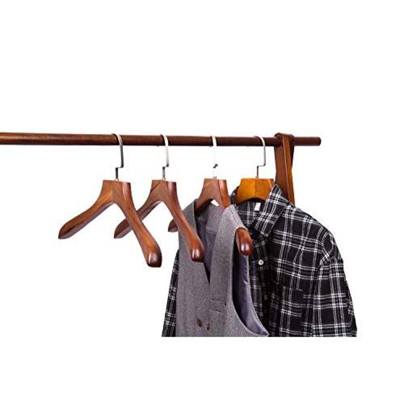木製ハンガーセット 洋服 スーツ コート用ハンガー 手作 天然高級木 (胡桃色 10本) | LINEショッピング