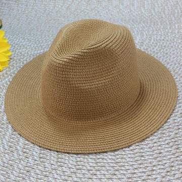 夏季出游草帽韓版草編禮帽防曬爵士遮陽帽簡約風太陽帽海邊沙灘帽