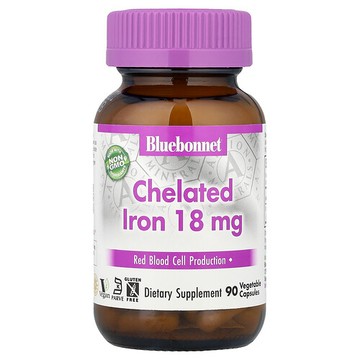 Bluebonnet Nutrition, 螯合鐵，18 毫克，90 粒素食膠囊