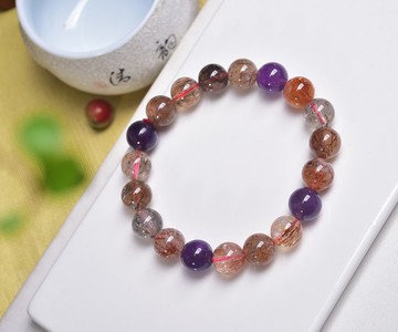 天然精品超七圓珠手鏈 超級旺人緣和愛情