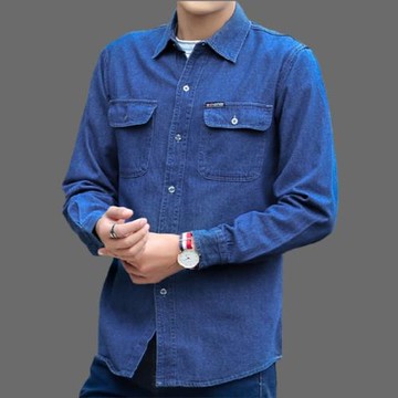工地電焊工防燙耐磨工作服襯衫男秋季新款長袖純棉牛仔外套上衣男