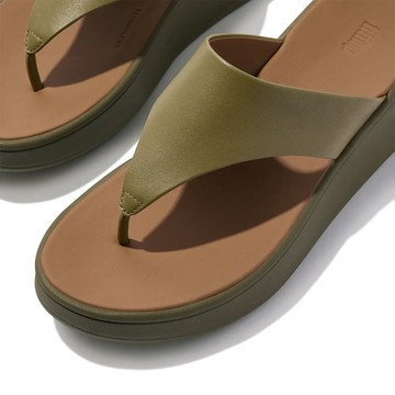fitflop F-MODE 皮革厚底夾腳涼鞋-迷彩綠