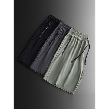 穿著太舒服了！冰絲短褲男夏季休閑跑步運動褲黑色彈力免燙五分褲