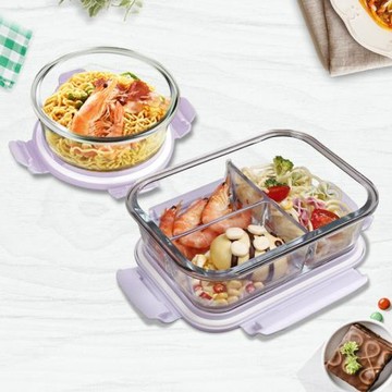 餐盒上班族玻璃飯盒夏季分隔微波爐加熱專用的碗保溫便當盒保鮮盒