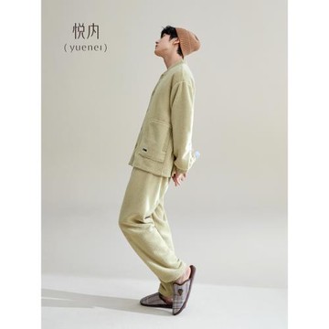 (免運)悅內睡衣男士秋冬季冬款法蘭絨加厚加絨保暖珊瑚絨家居服冬天套裝