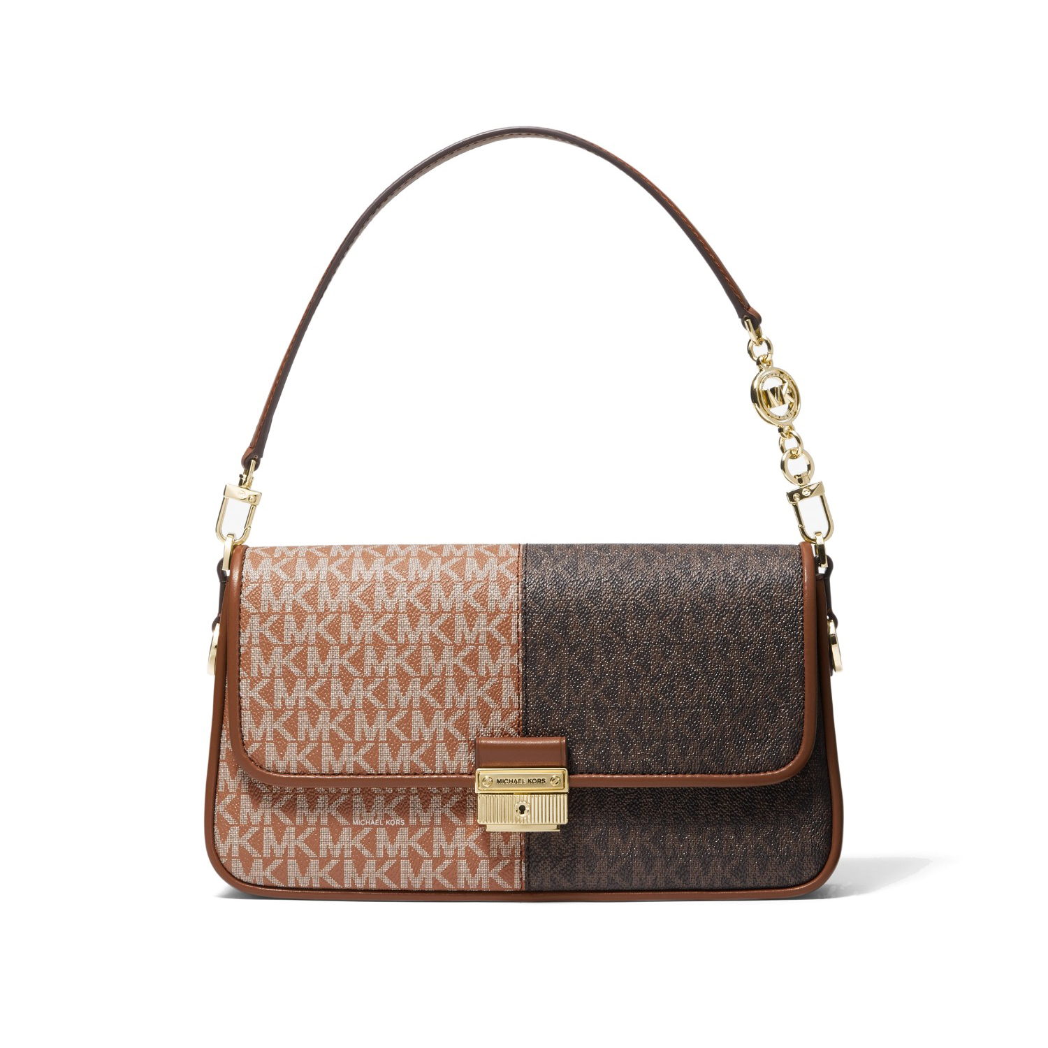 MICHAEL KORS Bradshaw 老花皮革拼接肩背包