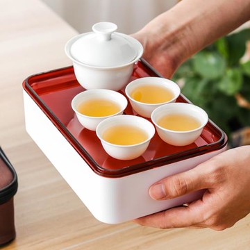 M204時尚車載旅行迷你戶外便攜茶具潮汕功夫旅游純白蓋碗茶具茶杯