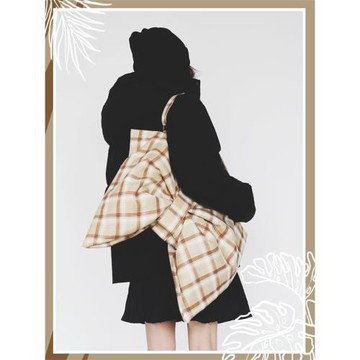 原創小眾個性蝴蝶結托特包大容量斜挎包單肩布包女帆布包氣質學生