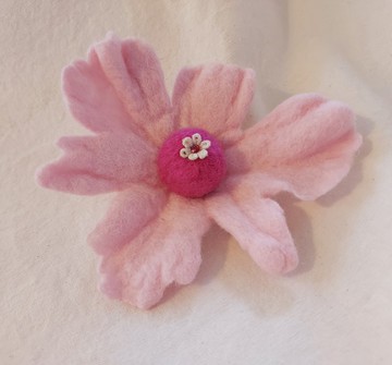 羊毛粉色蘭花。別針