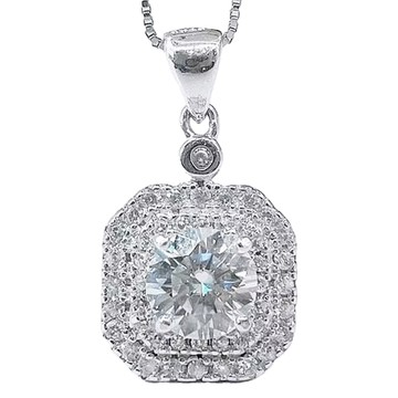 CF 項鍊 莫桑鑽 心心八箭 1克拉  銀色