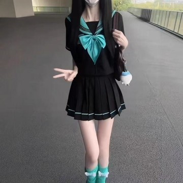 【台灣出貨】HK JK原創 日系校供 中間 JK制服 基礎學院 兩件 水手服 套裝 初音未來 cos服 制服 水手服
